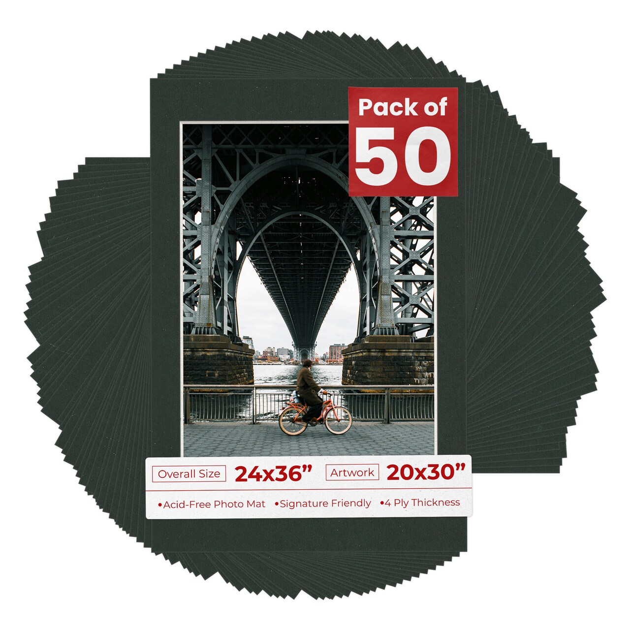 Textured Black Mat Board for 24x36 Frames - Fits 20x30 Photos